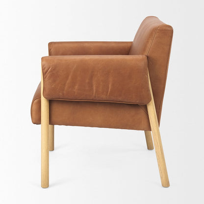 Mercana - Ashton Brown Leather w/ Light Wood Accent Chair - 69817 view 3
