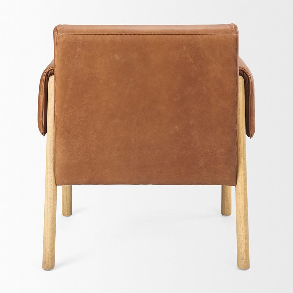 Mercana - Ashton Brown Leather w/ Light Wood Accent Chair - 69817 view 4