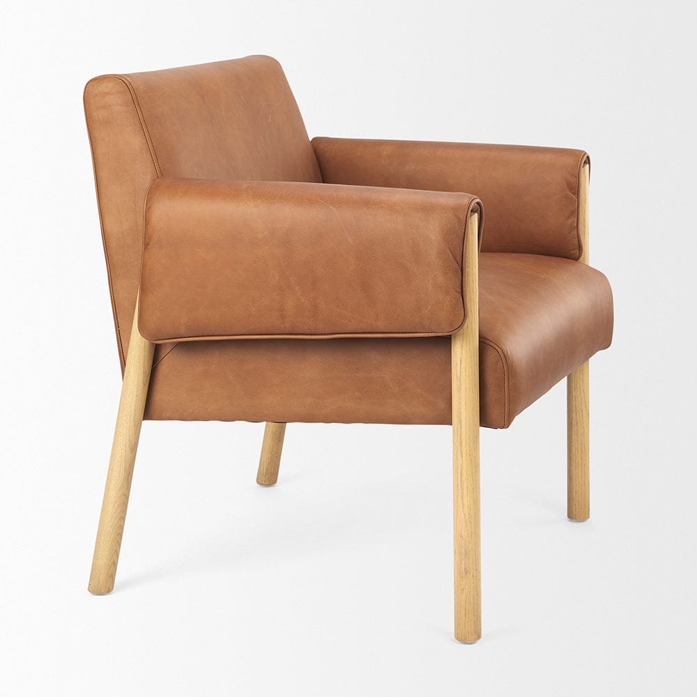 Mercana - Ashton Brown Leather w/ Light Wood Accent Chair - 69817 view 5