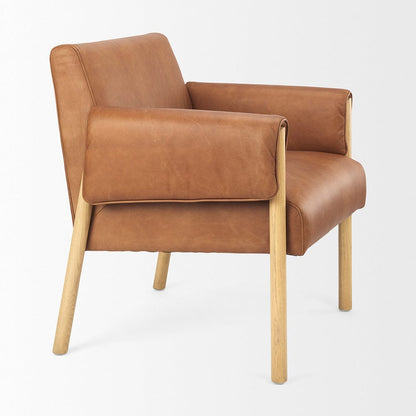 Mercana - Ashton Brown Leather w/ Light Wood Accent Chair - 69817 view 5