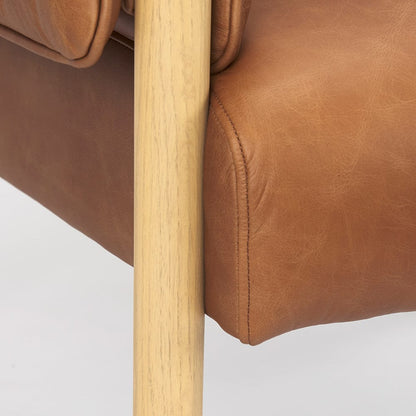 Mercana - Ashton Brown Leather w/ Light Wood Accent Chair - 69817 view 8