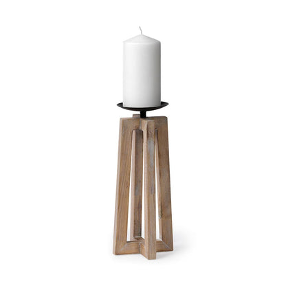 Mercana - Astra Large Light Brown Wood Pedestal Base Table Candle Holder - 68636 view 1