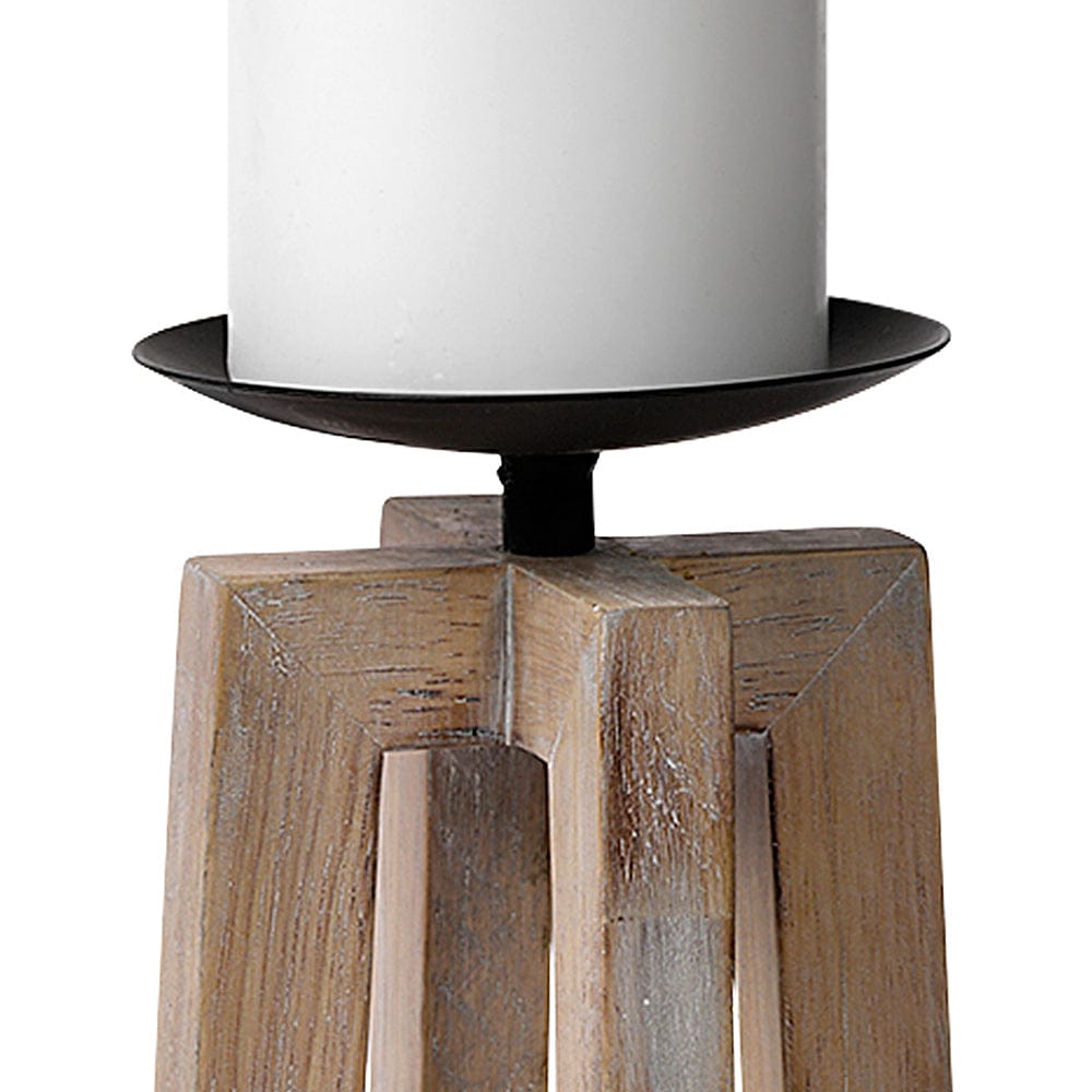 Mercana - Astra Large Light Brown Wood Pedestal Base Table Candle Holder - 68636 view 4