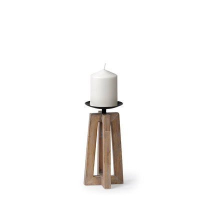 Mercana - Astra Small Light Brown Wood Pedestal Base Table Candle Holder - 68635 view 1