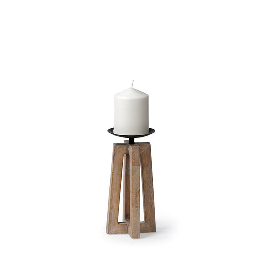 Mercana - Astra Small Light Brown Wood Pedestal Base Table Candle Holder - 68635 view 1