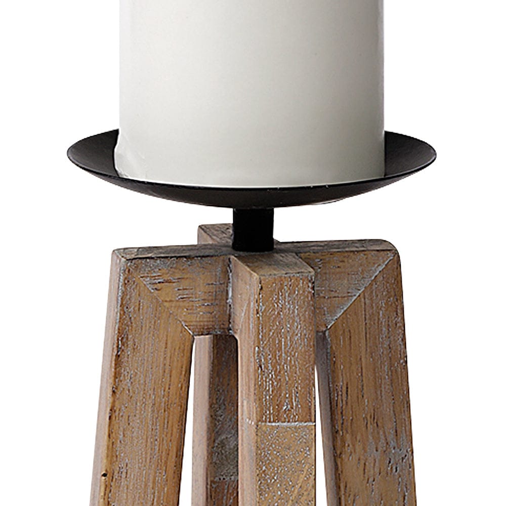 Mercana - Astra Small Light Brown Wood Pedestal Base Table Candle Holder - 68635 view 4
