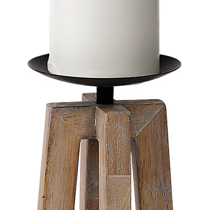 Mercana - Astra Small Light Brown Wood Pedestal Base Table Candle Holder - 68635 view 4