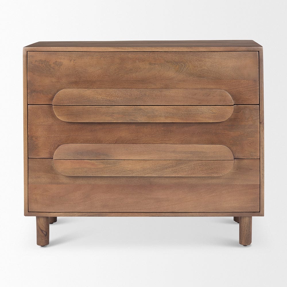 Mercana - Astrid 36L x 17W x 30.3H Medium Brown Solid Wood 3 Drawer Cabinet - 69941 view 2