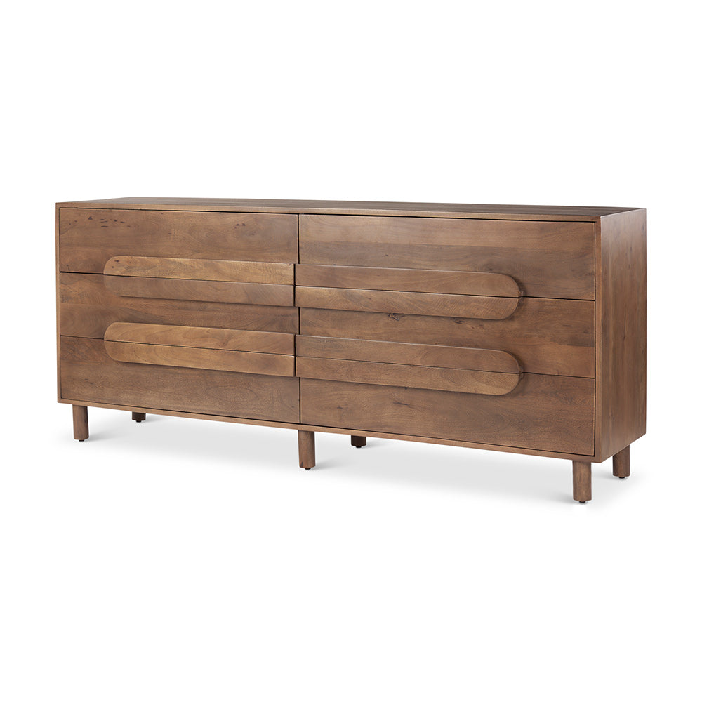 Mercana - Astrid 71L x 17W x 30.3H Medium Brown Solid Wood 6 Drawer Sideboard - 69940 view 1