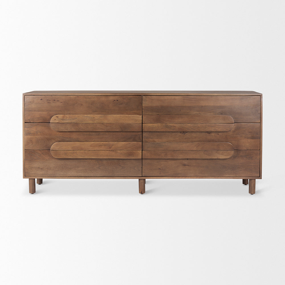 Mercana - Astrid 71L x 17W x 30.3H Medium Brown Solid Wood 6 Drawer Sideboard - 69940 view 2