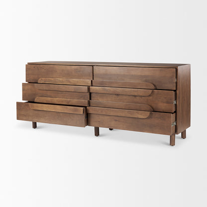 Mercana - Astrid 71L x 17W x 30.3H Medium Brown Solid Wood 6 Drawer Sideboard - 69940 view 3