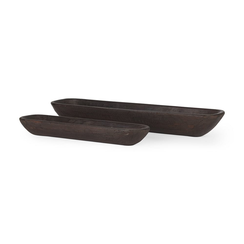 Mercana - Athena Extra Large Black-Brown Reclaimed Wood Trays (Set of 2) - 70150 view 1