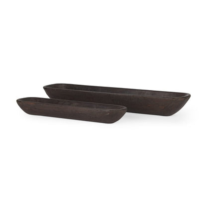Mercana - Athena Extra Large Black-Brown Reclaimed Wood Trays (Set of 2) - 70150 view 1