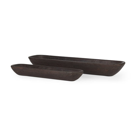 Mercana - Athena Extra Large Black-Brown Reclaimed Wood Trays (Set of 2) - 70150 view 1