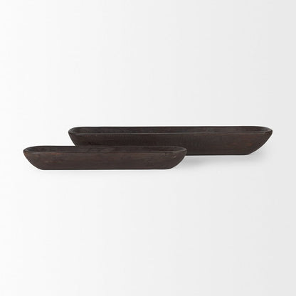 Mercana - Athena Extra Large Black-Brown Reclaimed Wood Trays (Set of 2) - 70150 view 2