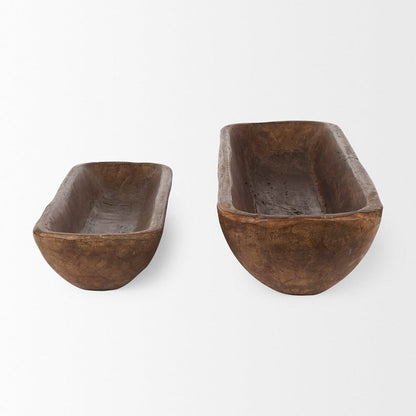 Mercana - Athena Extra Large Medium Brown Reclaimed Wood Trays (Set of 2) - 70149 view 3