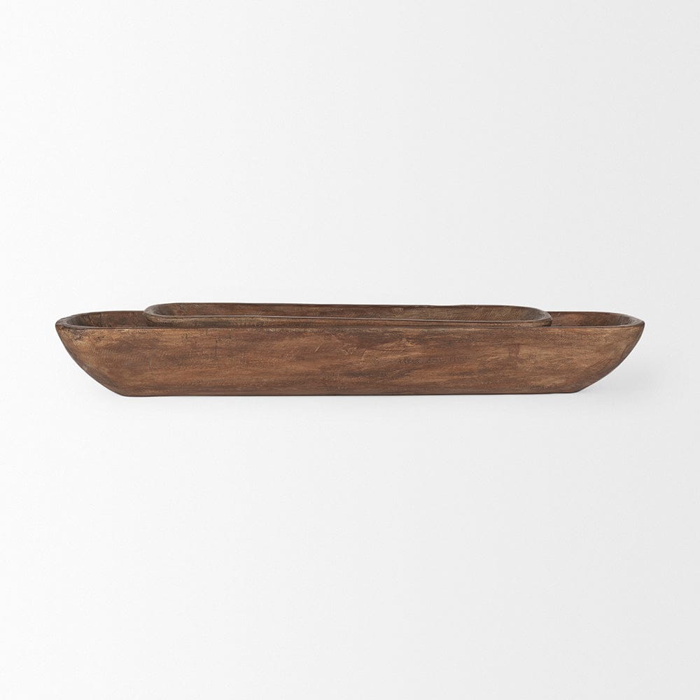 Mercana - Athena Extra Large Medium Brown Reclaimed Wood Trays (Set of 2) - 70149 view 5