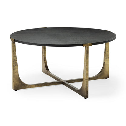Mercana - Atticus Black Wood and Antiqued Gold Metal Coffee Table - 69729_CLOSEOUT view 1