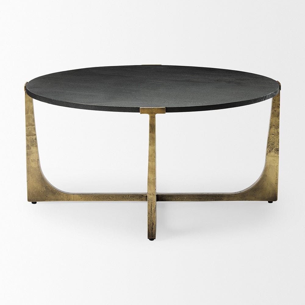Mercana - Atticus Black Wood and Antiqued Gold Metal Coffee Table - 69729_CLOSEOUT view 3