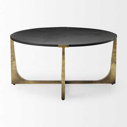 Mercana - Atticus Black Wood and Antiqued Gold Metal Coffee Table - 69729_CLOSEOUT view 3