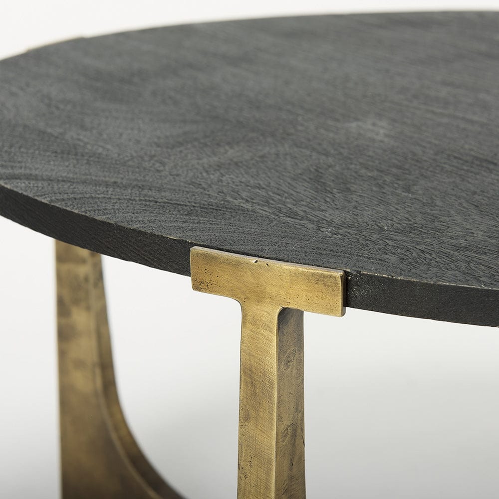 Mercana - Atticus Black Wood and Antiqued Gold Metal Coffee Table - 69729_CLOSEOUT view 6