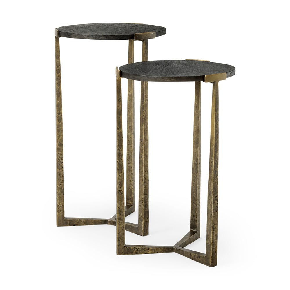Mercana - Atticus Black Wood and Antiqued Gold Metal Nesting Accent Tables (Set of 2) - 69728 view 1