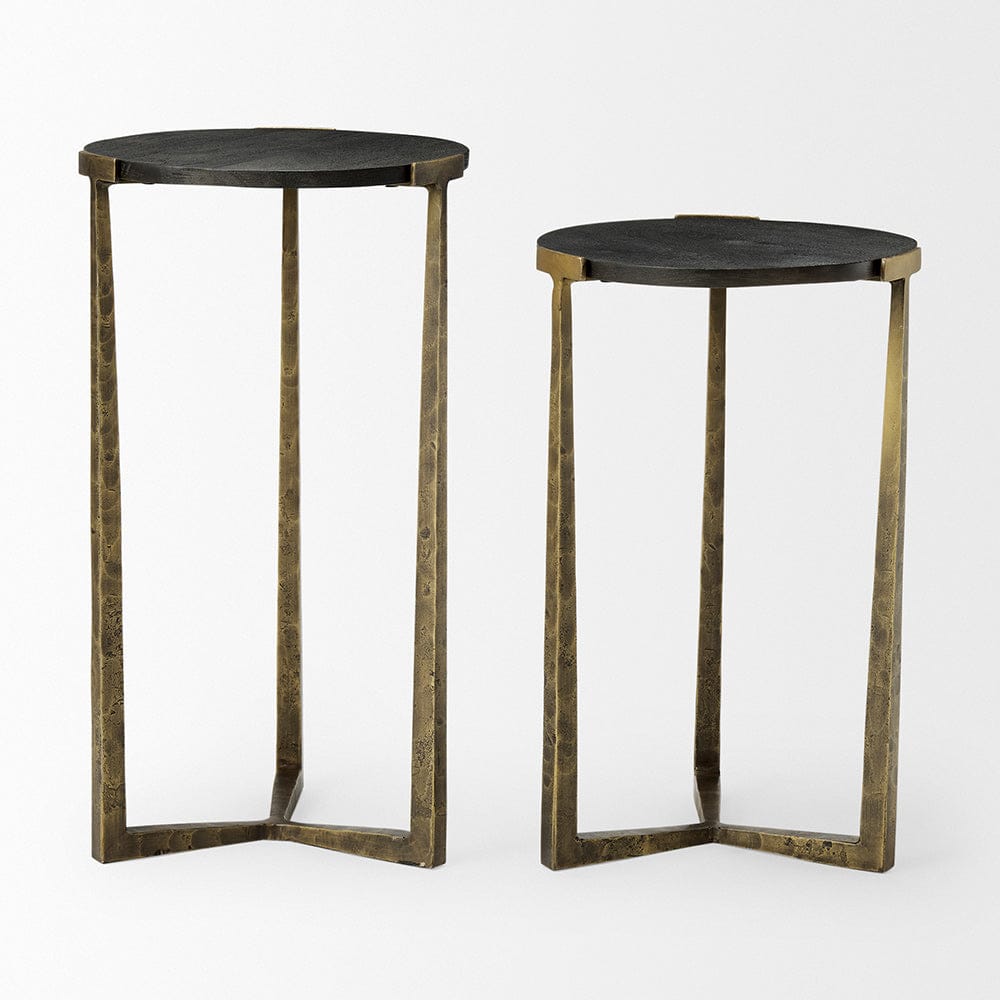 Mercana - Atticus Black Wood and Antiqued Gold Metal Nesting Accent Tables (Set of 2) - 69728 view 2