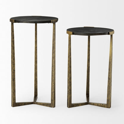 Mercana - Atticus Black Wood and Antiqued Gold Metal Nesting Accent Tables (Set of 2) - 69728 view 2