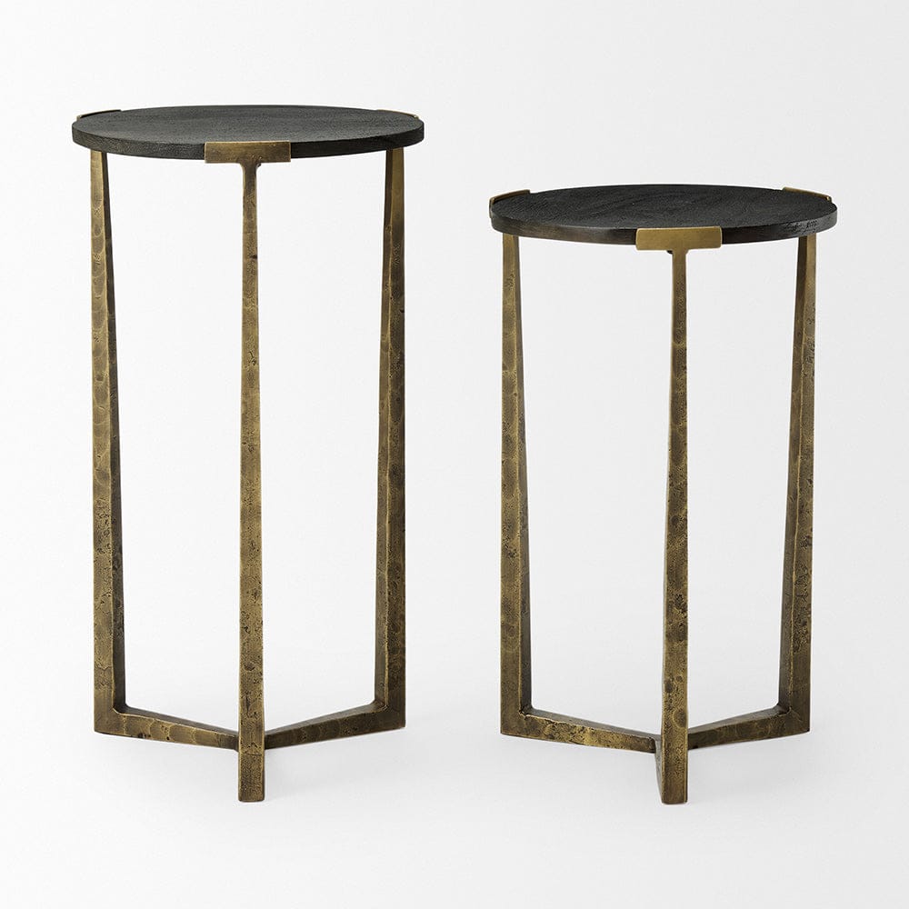 Mercana - Atticus Black Wood and Antiqued Gold Metal Nesting Accent Tables (Set of 2) - 69728 view 3
