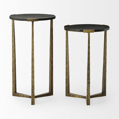 Mercana - Atticus Black Wood and Antiqued Gold Metal Nesting Accent Tables (Set of 2) - 69728 view 3
