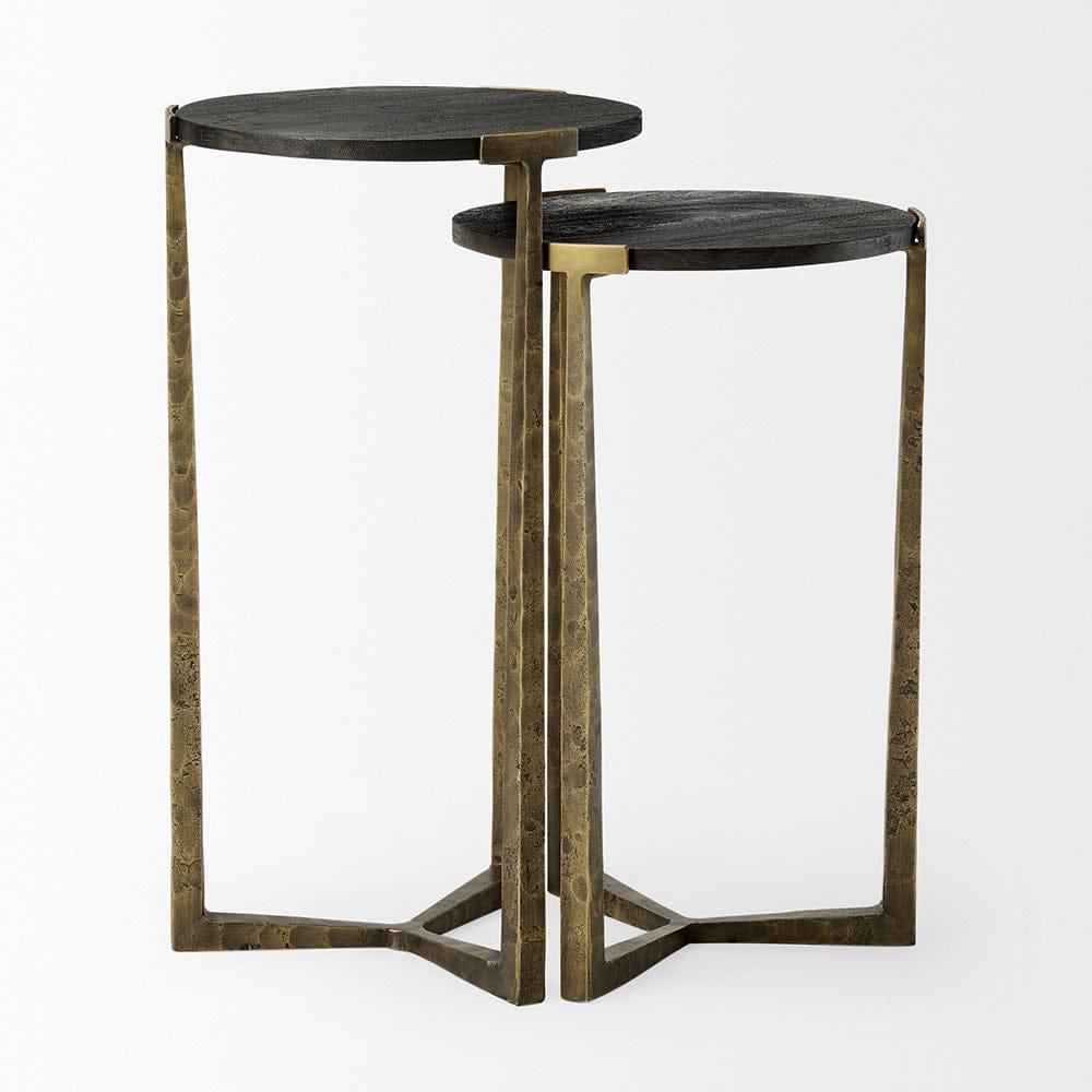 Mercana - Atticus Black Wood and Antiqued Gold Metal Nesting Accent Tables (Set of 2) - 69728 view 4