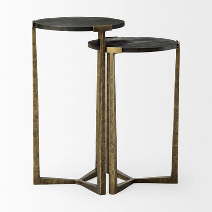 Mercana - Atticus Black Wood and Antiqued Gold Metal Nesting Accent Tables (Set of 2) - 69728 view 4