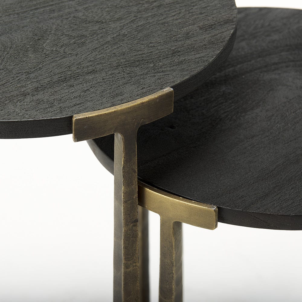 Mercana - Atticus Black Wood and Antiqued Gold Metal Nesting Accent Tables (Set of 2) - 69728 view 6