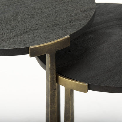 Mercana - Atticus Black Wood and Antiqued Gold Metal Nesting Accent Tables (Set of 2) - 69728 view 6