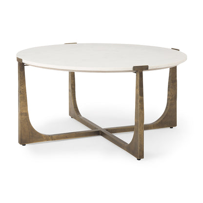 Mercana - Atticus Marble and Antiqued Gold Metal Coffee Table - 69731-AB view 1
