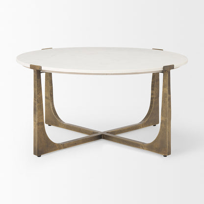 Mercana - Atticus Marble and Antiqued Gold Metal Coffee Table - 69731-AB view 2
