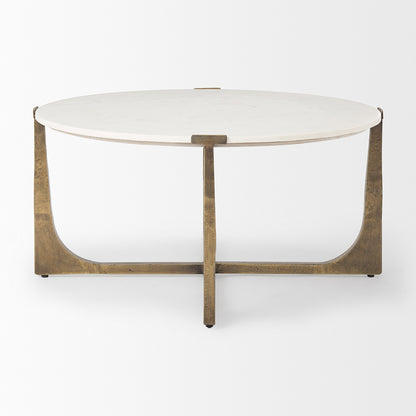 Mercana - Atticus Marble and Antiqued Gold Metal Coffee Table - 69731-AB view 3