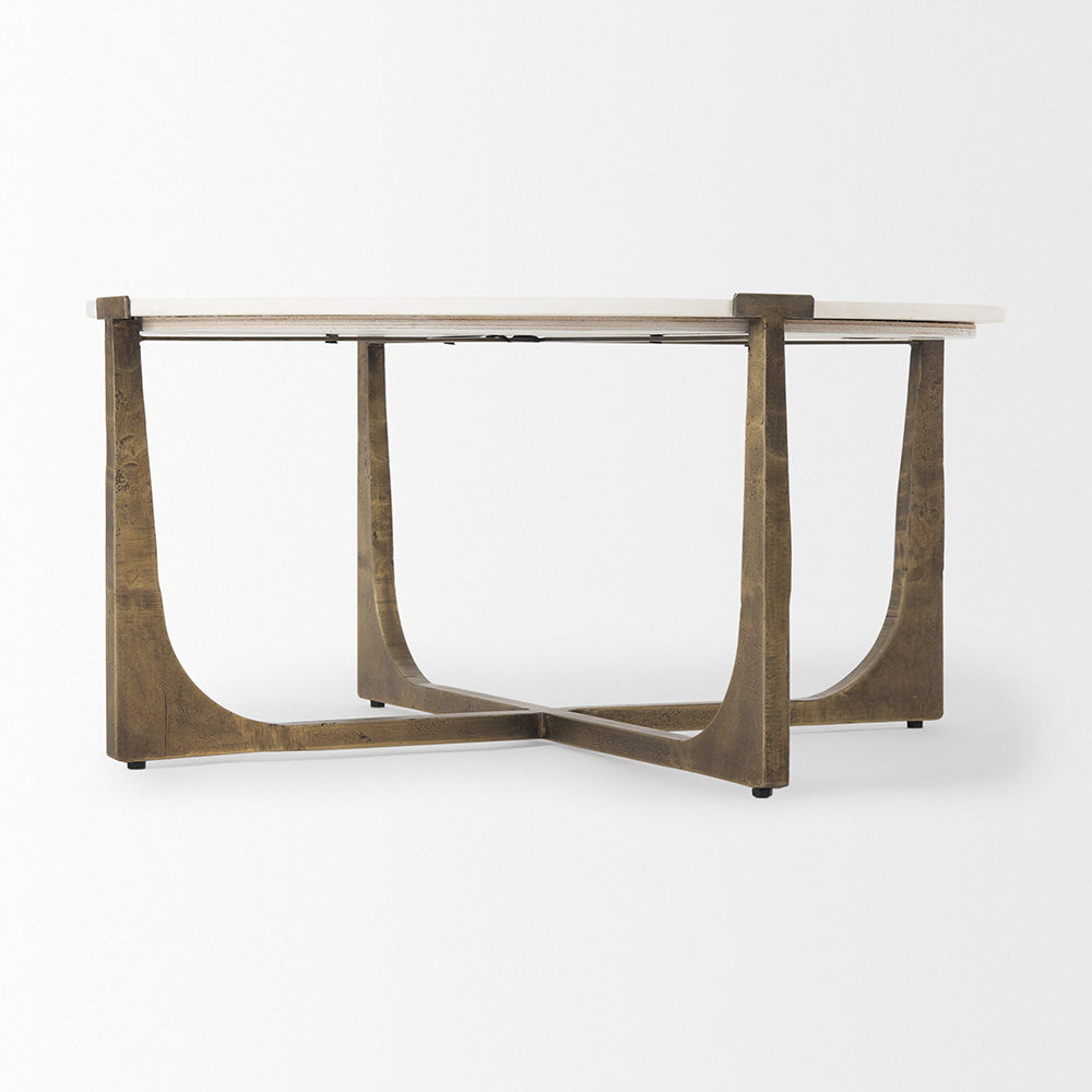 Mercana - Atticus Marble and Antiqued Gold Metal Coffee Table - 69731-AB view 4