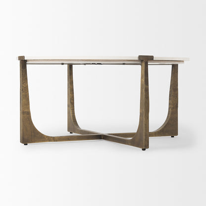 Mercana - Atticus Marble and Antiqued Gold Metal Coffee Table - 69731-AB view 4