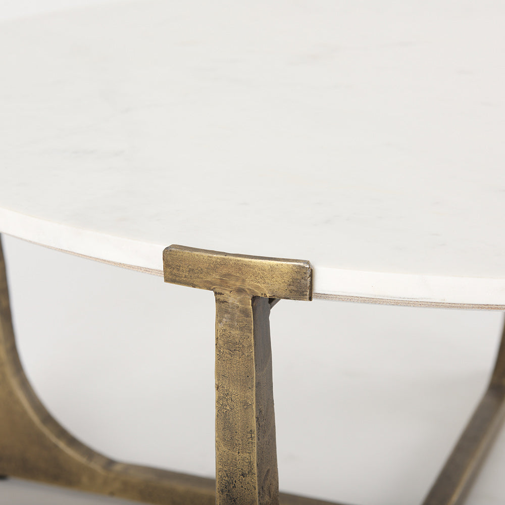 Mercana - Atticus Marble and Antiqued Gold Metal Coffee Table - 69731-AB view 6