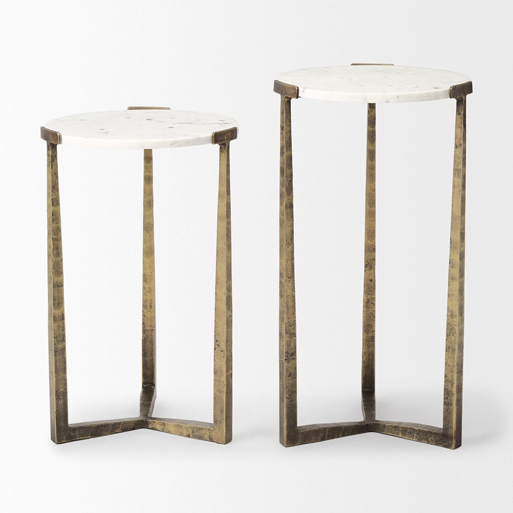Mercana - Atticus Marble and Antiqued Gold Metal Nesting Accent Tables (Set of 2) - 69730 view 2