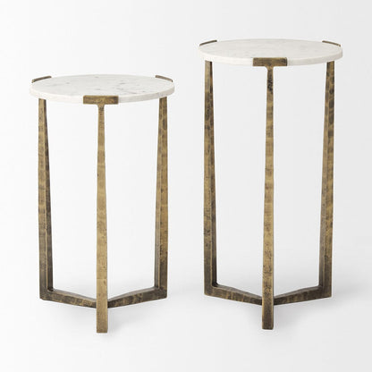 Mercana - Atticus Marble and Antiqued Gold Metal Nesting Accent Tables (Set of 2) - 69730 view 3