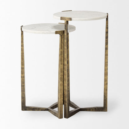 Mercana - Atticus Marble and Antiqued Gold Metal Nesting Accent Tables (Set of 2) - 69730 view 4