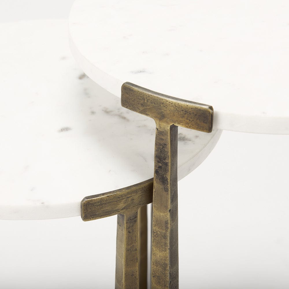 Mercana - Atticus Marble and Antiqued Gold Metal Nesting Accent Tables (Set of 2) - 69730 view 6