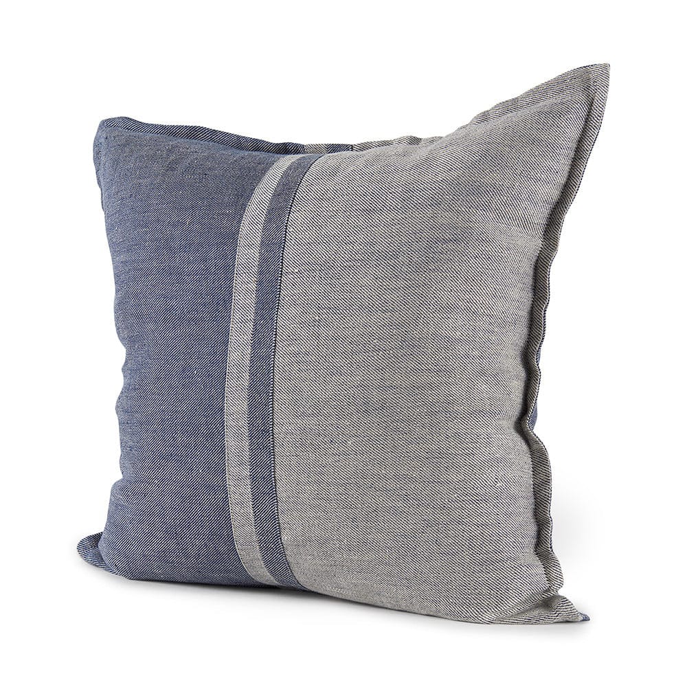 Mercana - Aubrielle 20L x 20W Gray and Blue Fabric Color Blocked Decorative Pillow Cover - 69441 view 1