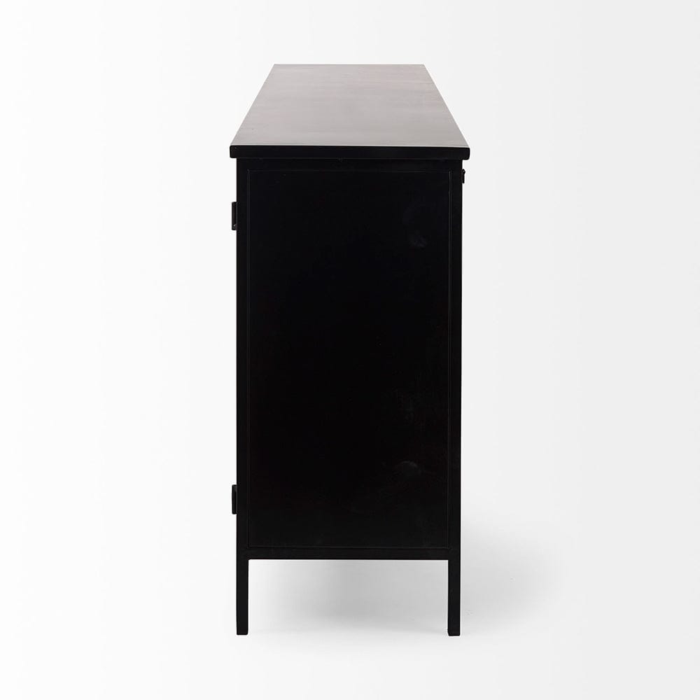 Mercana - Aurelia 79.0L x 16.0W x 33.0H Black and White Metal Four Door Glass Cabinet - 69266 view 3