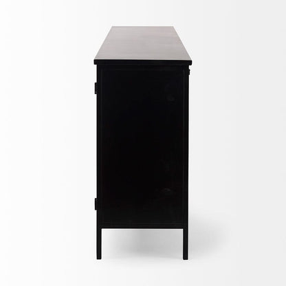 Mercana - Aurelia 79.0L x 16.0W x 33.0H Black and White Metal Four Door Glass Cabinet - 69266 view 3