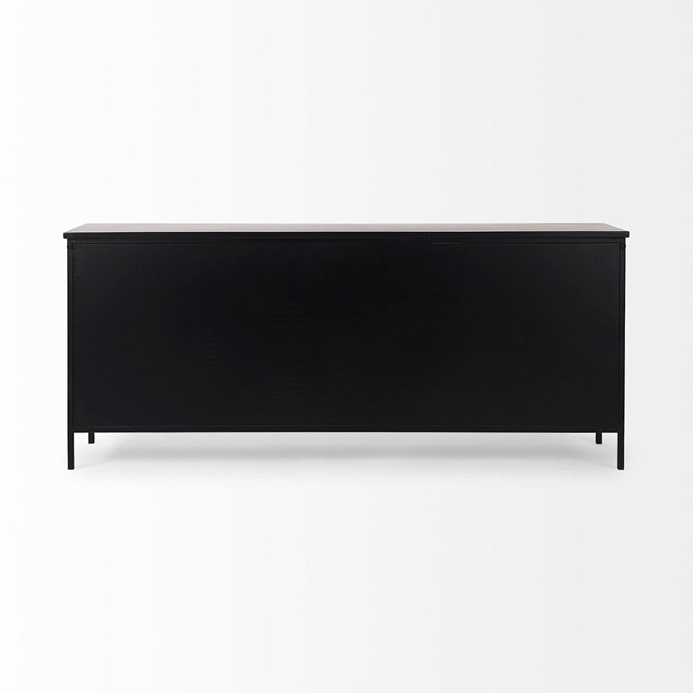 Mercana - Aurelia 79.0L x 16.0W x 33.0H Black and White Metal Four Door Glass Cabinet - 69266 view 4