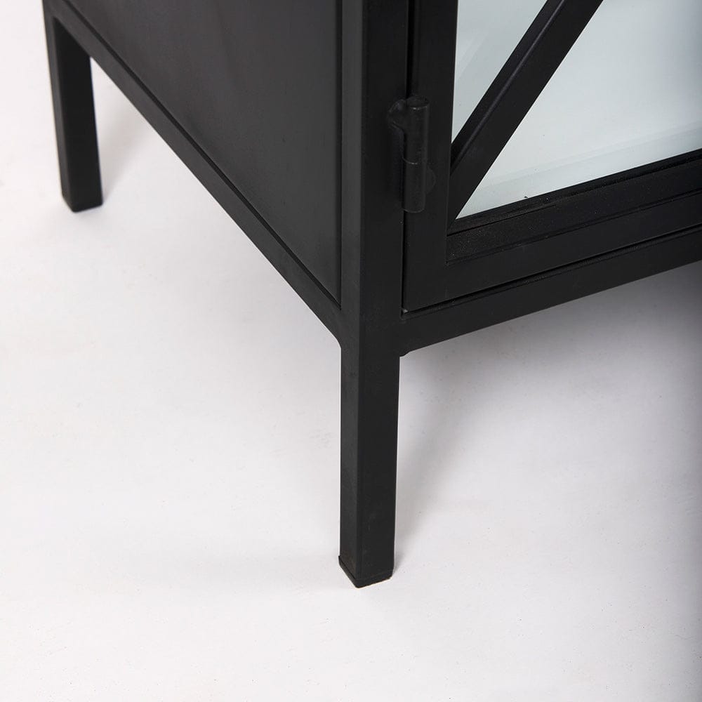 Mercana - Aurelia 79.0L x 16.0W x 33.0H Black and White Metal Four Door Glass Cabinet - 69266 view 10