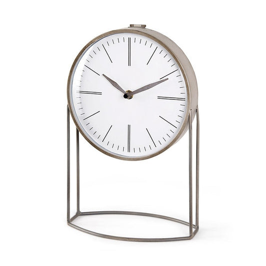 Mercana - Aurus Matte Gray Metal Table Clock - 68520 view 1